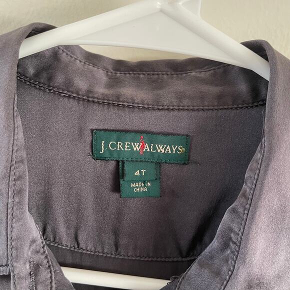 J. Crew Always Button-Up Womens 4 Tall Dark Gray Silk Casual Minimalist Classic - Picture 3 of 6